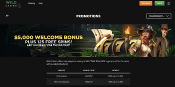 Wild Casino Welcome Bonus