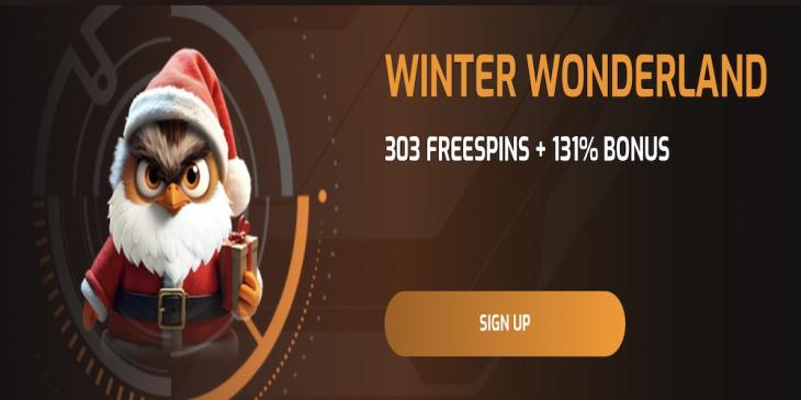 Winter Wonderland at Hugo Casino: 303 FROSTY SPINS + 131% HOLIDAY BONUS